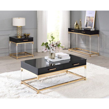 ACME 82348 Adiel Console Table, Black & Gold Finish