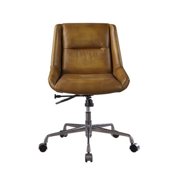 ACME Ambler Executive Office Chair, Saddle Brown Top Grain Leather