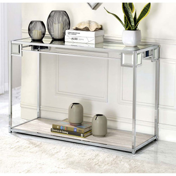 ACME 90308 Asbury Console Table, Mirrored, Chrome