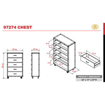 ACME 97274 Bemis 5 Drawer Chest