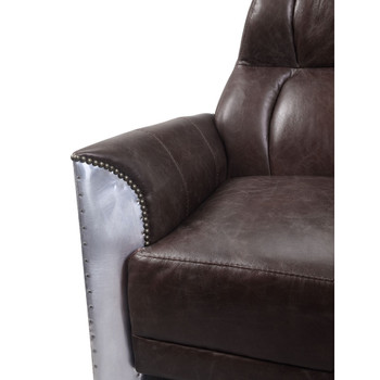 ACME 59715 Brancaster Accent Chair, Espresso Top Grain Leather & Aluminum