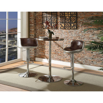 ACME Brancaster Bar Table, Retro Brown TGL & Aluminum