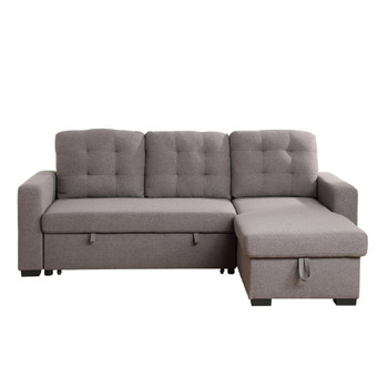 ACME Chambord Reversible Storage Sleeper Sectional Sofa, Gray Fabric