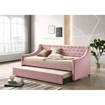 ACME 39380 Lianna Twin Daybed & Trundle, Pink Velvet