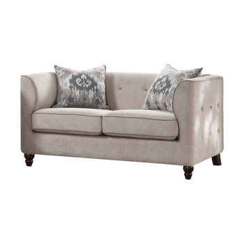 ACME Cyndi Loveseat w/2 Pillows, Tan Velvet