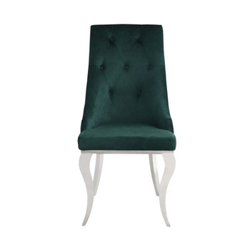 ACME Dekel Side Chair (Set-2), Green Fabric & Stainless Steel