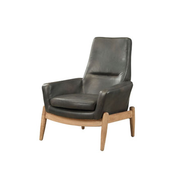 ACME Dolphin Accent Chair, Black Top Grain Leather