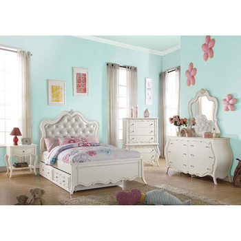 ACME 30500F Edalene Full Bed, Pearl White (1Set/3Ctn)