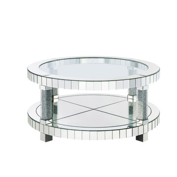 ACME Fafia Coffee Table, Mirrored & Faux Gems