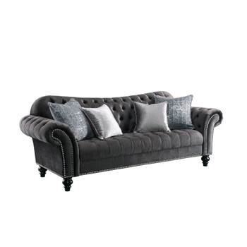 ACME Gaura Sofa w/4 Pillows, Dark Gray Velvet