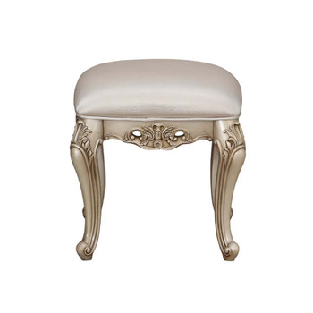 ACME Gorsedd Vanity Stool, Fabric & Antique White