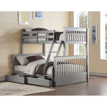 ACME Haley II Twin/Full Bunk Bed w/2 Drawers, Gray (1Set/2Ctn)