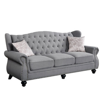 ACME 53280 Hannes Sofa with 2 Pillows, Gray Fabric