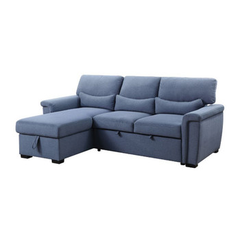 ACME Noemi Reversible Storage Sleeper Sectional Sofa, Blue Fabric