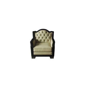 ACME House Beatrice Chair w/Pillow, Beige PU, Black PU & Charcoal Finish