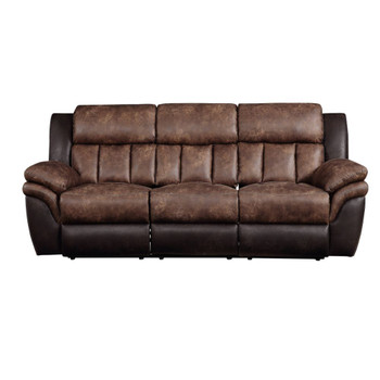 ACME Jaylen Sofa (Motion), Toffee & Espresso Polished Microfiber