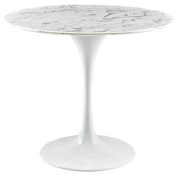 Modway Lippa 36" Round Artificial Marble Dining Table EEI-1129-WHI