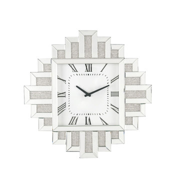 ACME Lavina Wall Clock, Mirrored & Faux Diamonds