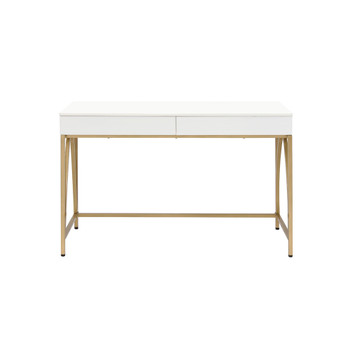 ACME Lightmane Desk, White High Gloss & Gold