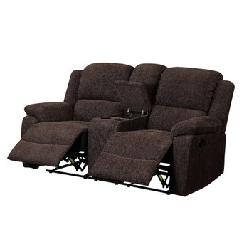 ACME 55446 Madden Loveseat with Console (Motion), Brown Chenille