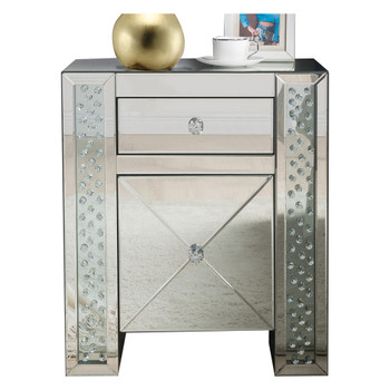 ACME Maisha Accent Table Mirrored & Faux Crystals