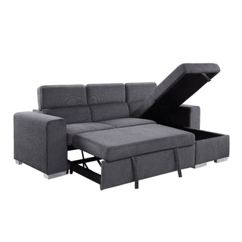 ACME 55530 Natalie Reversible Storage Sleeper Sectional Sofa, Gray Chenille