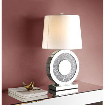 ACME Noralie Table Lamp, Mirrored & Faux Diamonds