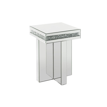 ACME 84697 Noralie End Table, Mirrored & Faux Diamonds