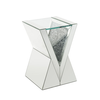 ACME 84727 Noralie End Table, Clear Glass, Mirrored & Faux Diamonds