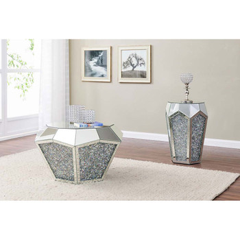 ACME 88005 Noralie Coffee Table, Mirrored & Faux Diamonds