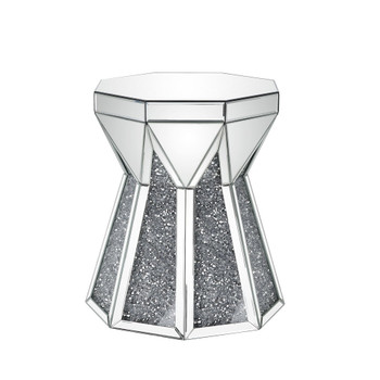 ACME Noralie End Table, Mirrored & Faux Diamonds