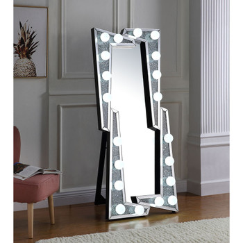 ACME 97757 Noralie Accent Mirror (Floor), Mirrored & Faux Diamonds