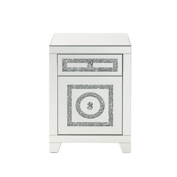 ACME Noralie Accent Table, Mirrored & Faux Diamonds
