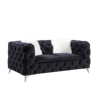 ACME Phifina Loveseat w/2 Pillows, Black Velvet