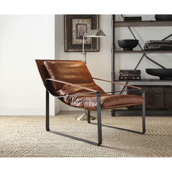 ACME Quoba Accent Chair, Cocoa Top Grain Leather