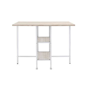 ACME Raine Counter High Table, Antique White & Chrome Finish