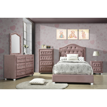 ACME 30820T Reggie Twin Bed, Pink Fabric