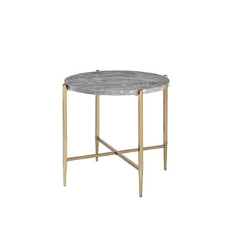 ACME 83477 Tainte End Table, Faux Marble & Champagne Finish