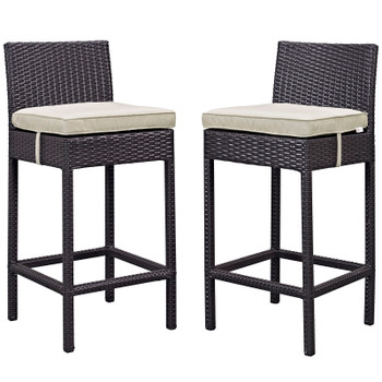 Modway Lift Bar Stool Outdoor Patio Set of 2 EEI-1281-EXP-BEI