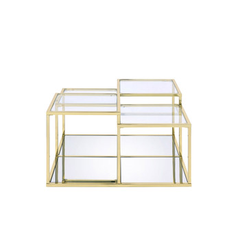 ACME 83470 Uchenna Coffee Table, Clear Glass & Gold Finish