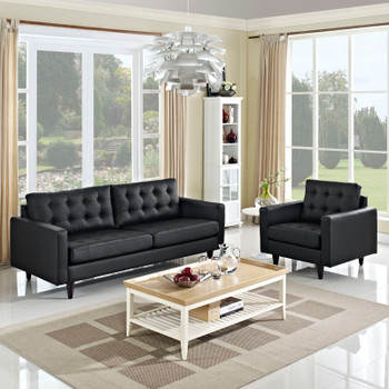 Modway Empress Sofa and Armchair Set of 2 EEI-1311-BLK