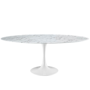 Modway Lippa 78" Oval Artificial Marble Dining Table EEI-1659-WHI White