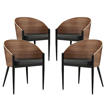 Modway Cooper Dining Chairs Set of 4 EEI-1683-WAL Walnut