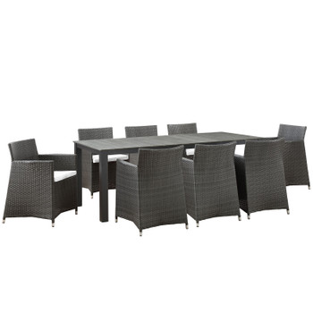 Modway Junction 9 Piece Outdoor Patio Dining Set EEI-1752-BRN-WHI-SET Brown White