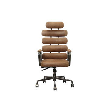 ACME Calan Executive Office Chair, Retro Brown Top Grain Leather