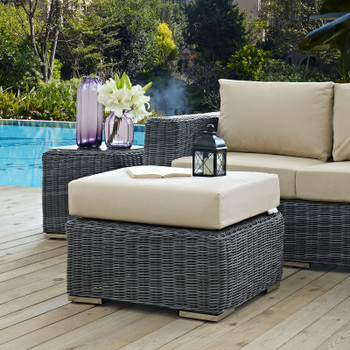 Modway Summon Outdoor Patio Sunbrella® Ottoman EEI-1869-GRY-BEI Canvas Antique Beige