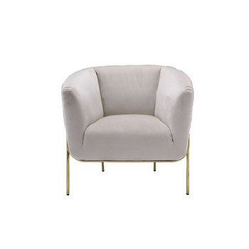 ACME Carlson Accent Chair, Beige Velvet & Chrome