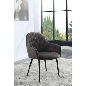 ACME 74011 Caspian Side Chair, Dark Gray Fabric & Black Finish
