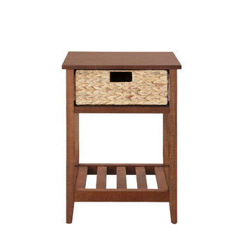 ACME Chinu Accent Table, Walnut & Natural Finish