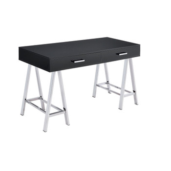 ACME Coleen Built-in USB Port Writing Desk, Black High Gloss & Chrome Finish